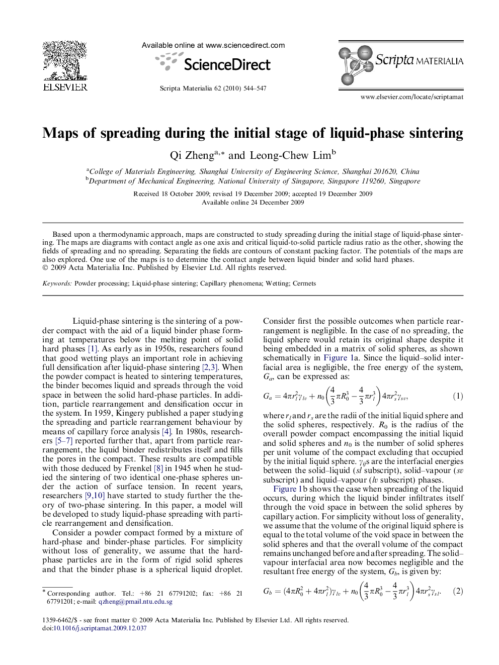 Maps of spreading during the initial stage of liquid-phase sintering