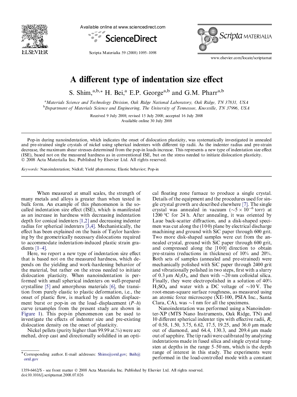 A different type of indentation size effect