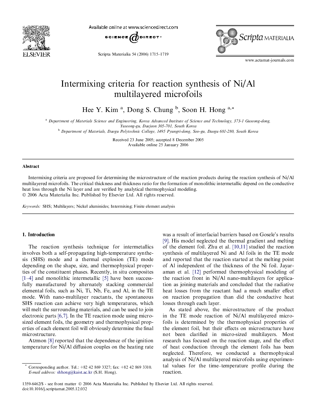 Intermixing criteria for reaction synthesis of Ni/Al multilayered microfoils