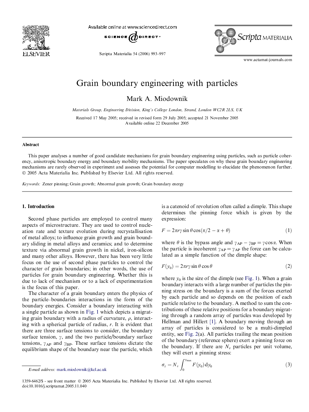 Grain boundary engineering with particles