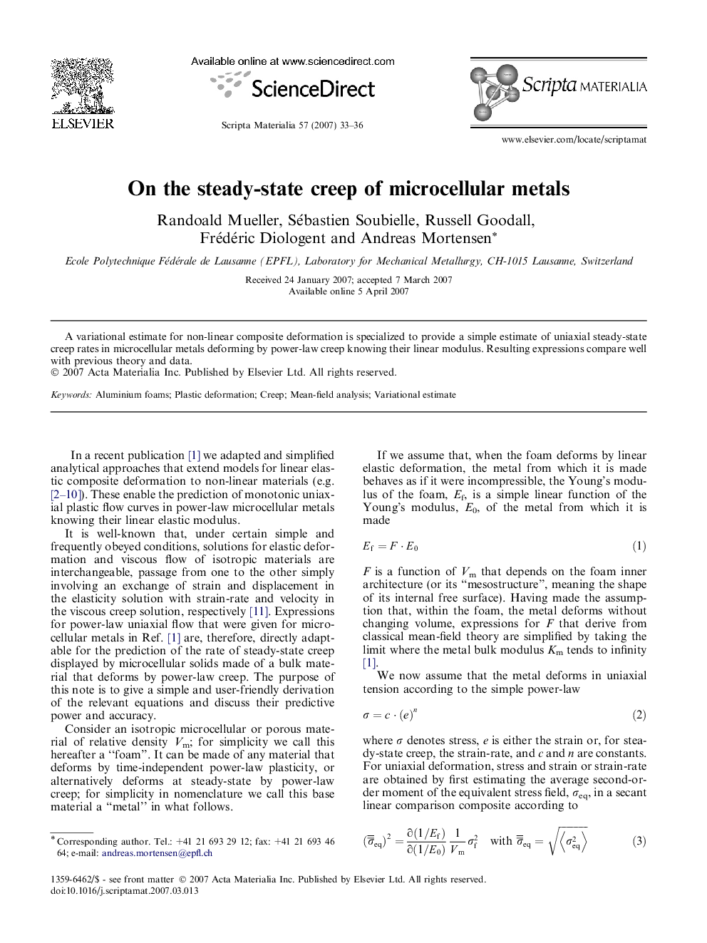 On the steady-state creep of microcellular metals