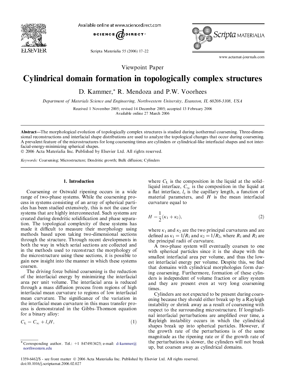 Cylindrical domain formation in topologically complex structures