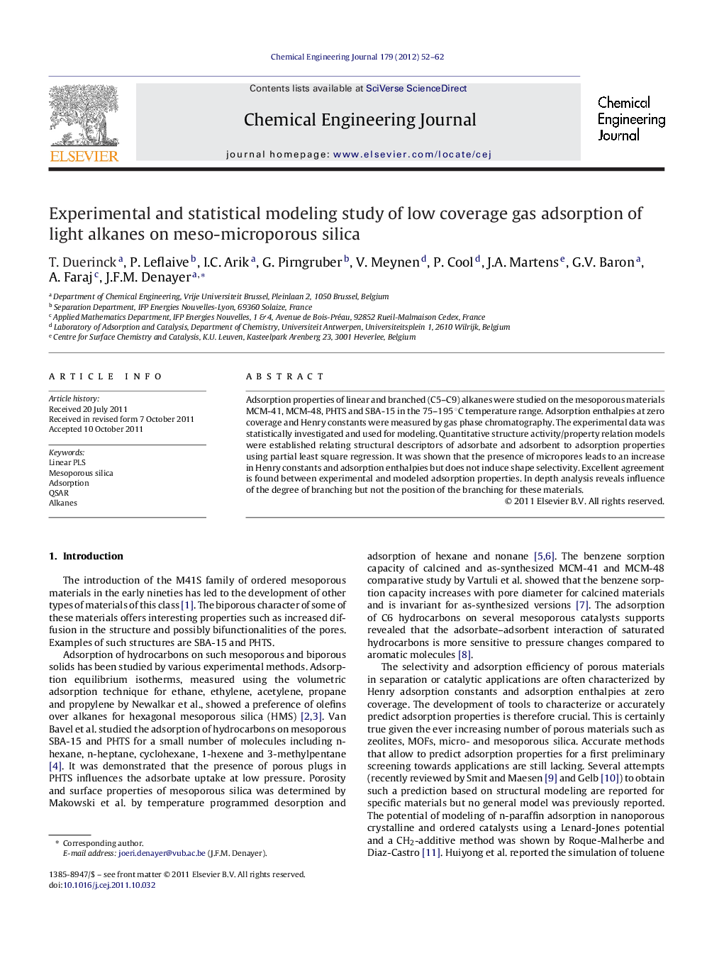 Experimental and statistical modeling study of low coverage gas adsorption of light alkanes on meso-microporous silica