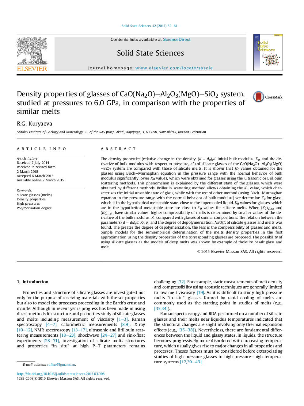 Density properties of glasses of CaO(Na2O)–Al2O3(MgO)–SiO2 system, studied at pressures to 6.0 GPa, in comparison with the properties of similar melts