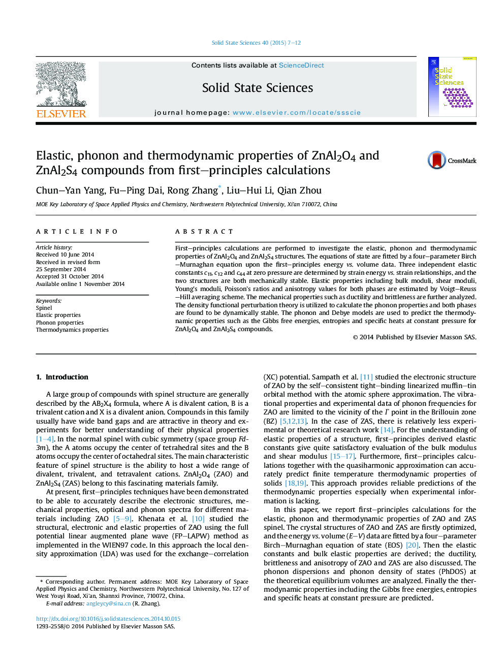 Elastic, phonon and thermodynamic properties of ZnAl2O4 and ZnAl2S4 compounds from first–principles calculations