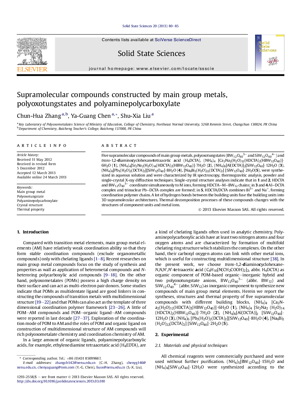 Supramolecular compounds constructed by main group metals, polyoxotungstates and polyaminepolycarboxylate