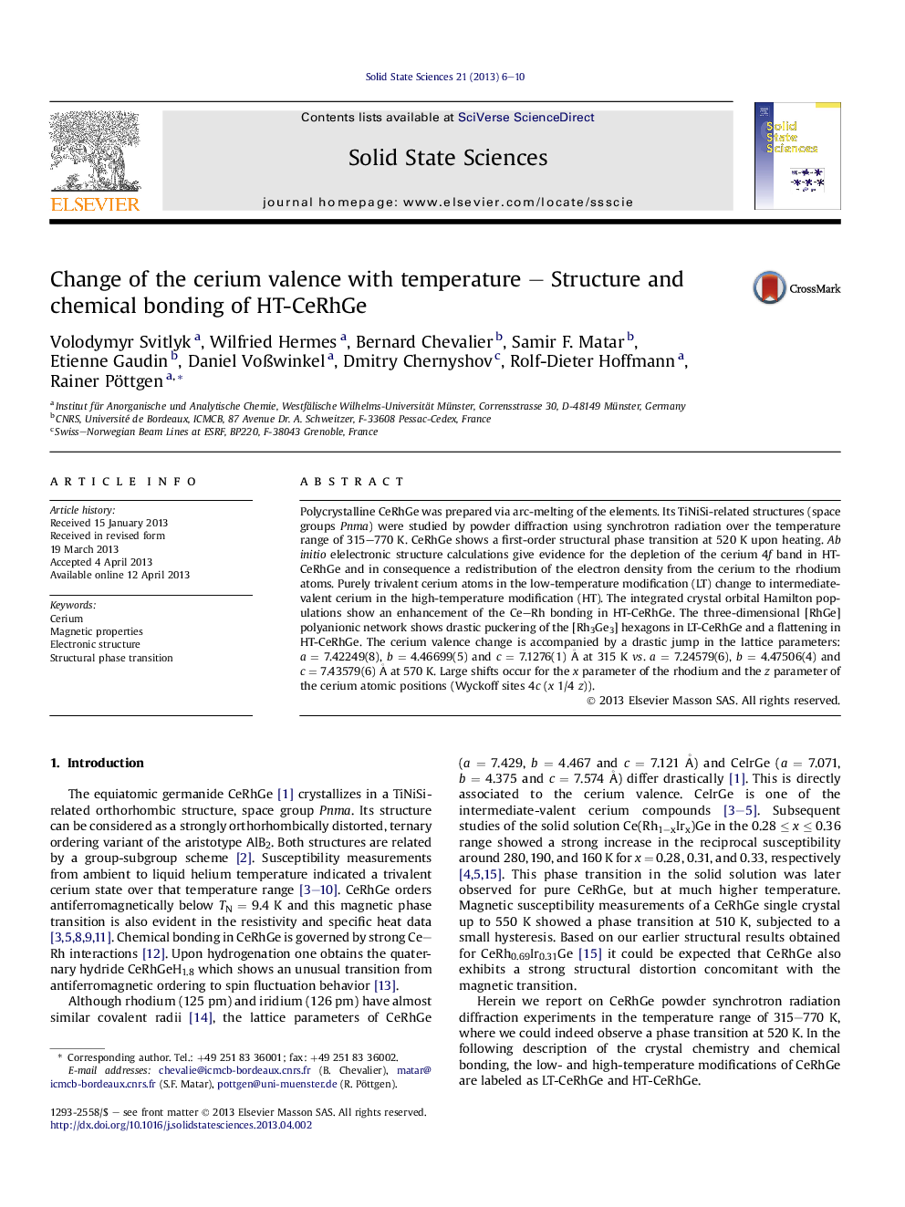 Change of the cerium valence with temperature – Structure and chemical bonding of HT-CeRhGe