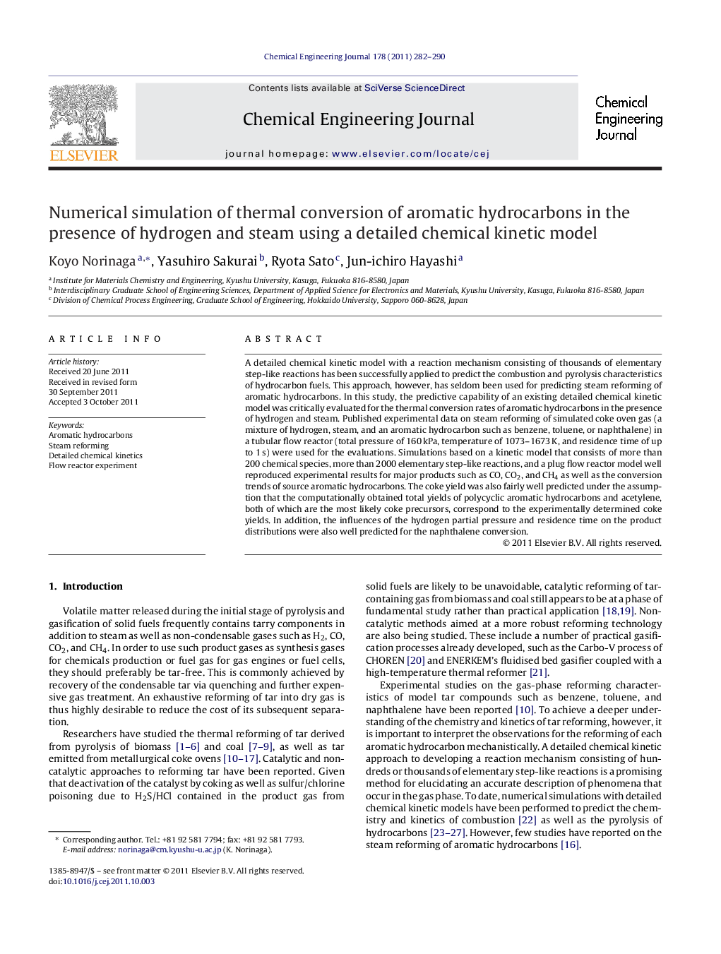 Numerical simulation of thermal conversion of aromatic hydrocarbons in the presence of hydrogen and steam using a detailed chemical kinetic model