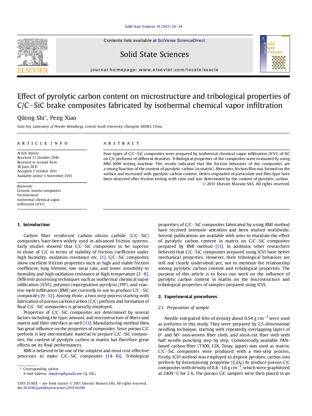 Effect of pyrolytic carbon content on microstructure and tribological properties of C/C–SiC brake composites fabricated by isothermal chemical vapor infiltration