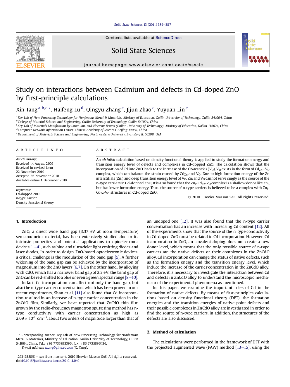 Study on interactions between Cadmium and defects in Cd-doped ZnO by first-principle calculations