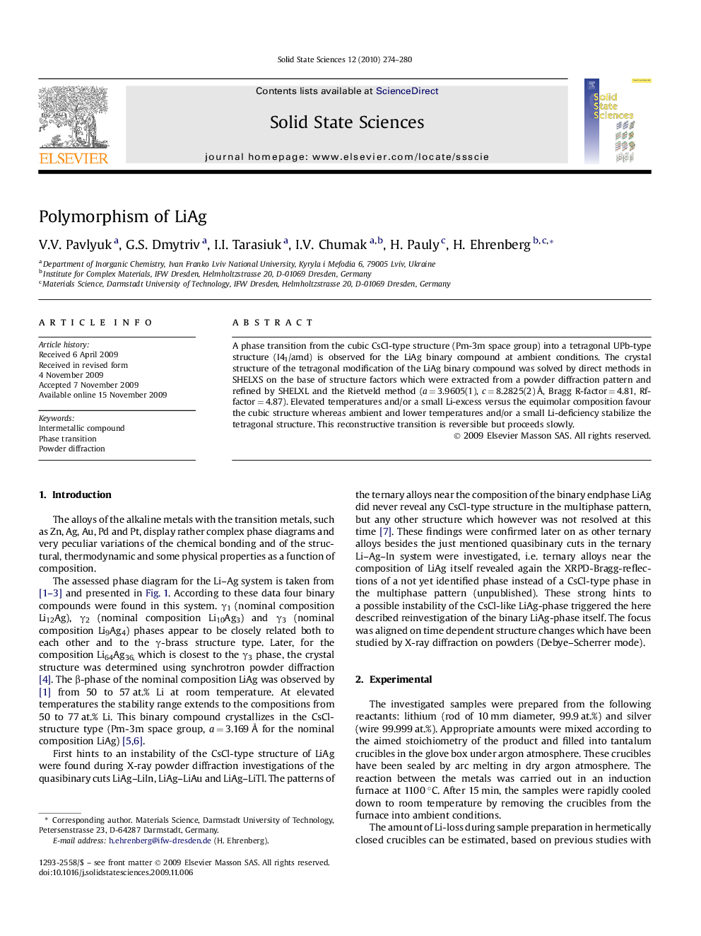 Polymorphism of LiAg