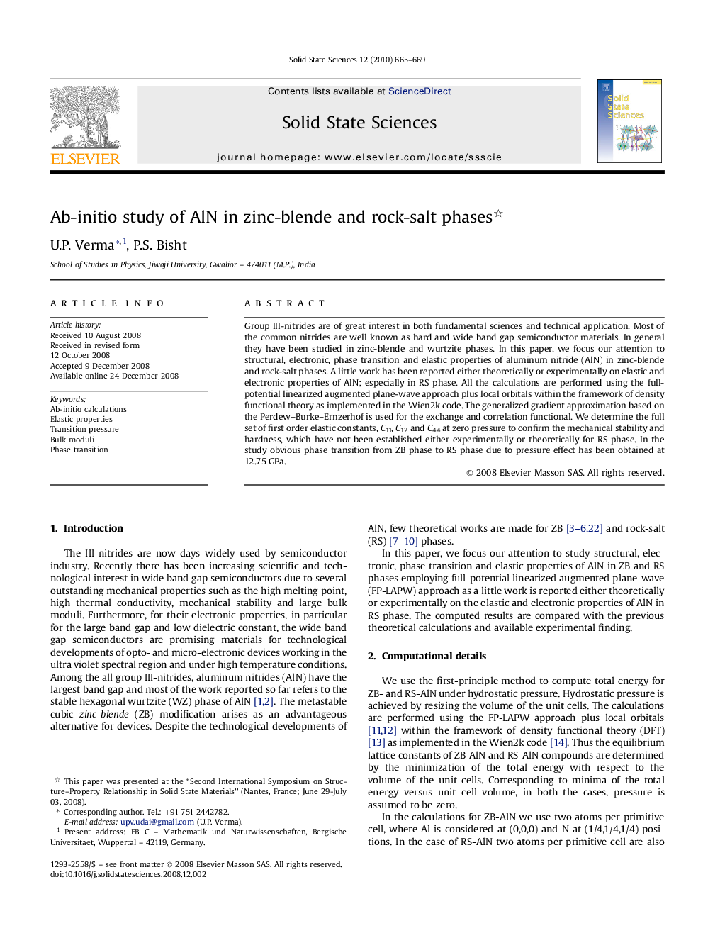 Ab-initio study of AlN in zinc-blende and rock-salt phases 