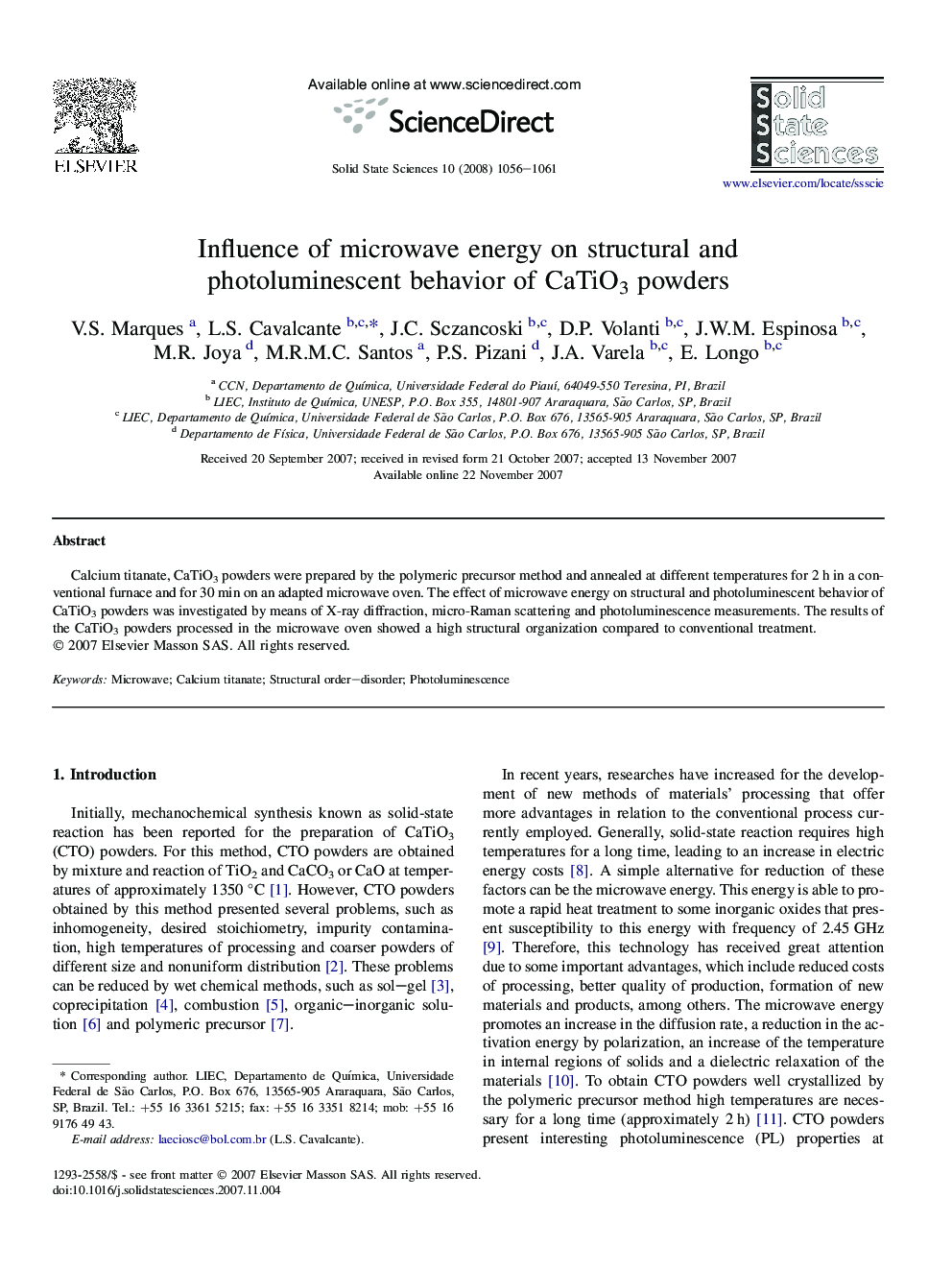 Influence of microwave energy on structural and photoluminescent behavior of CaTiO3 powders