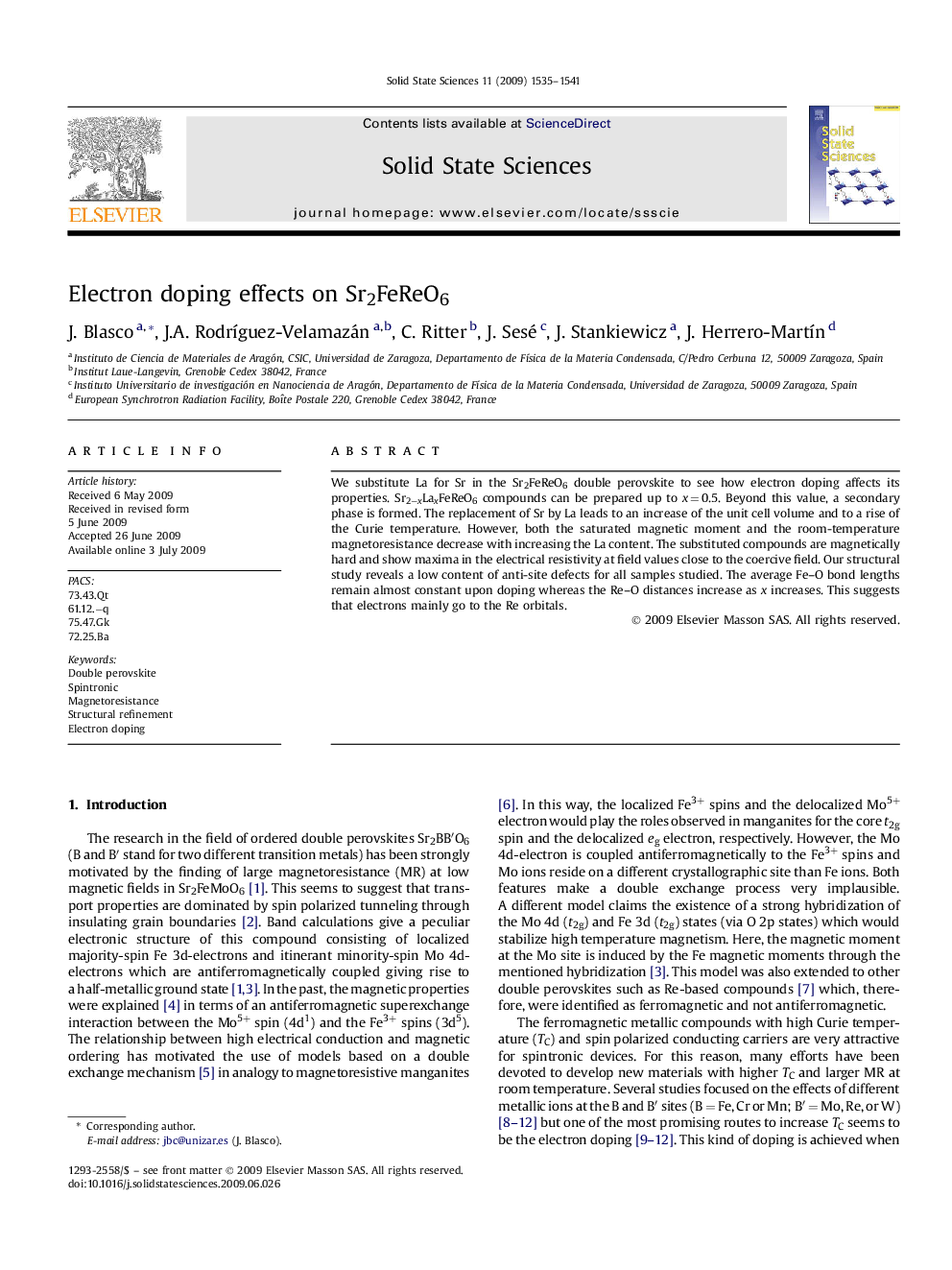 Electron doping effects on Sr2FeReO6