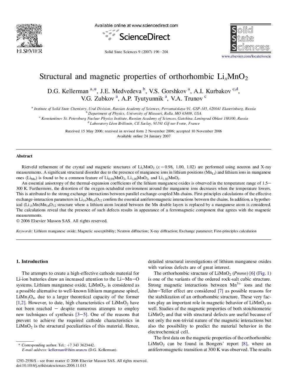 Structural and magnetic properties of orthorhombic LixMnO2