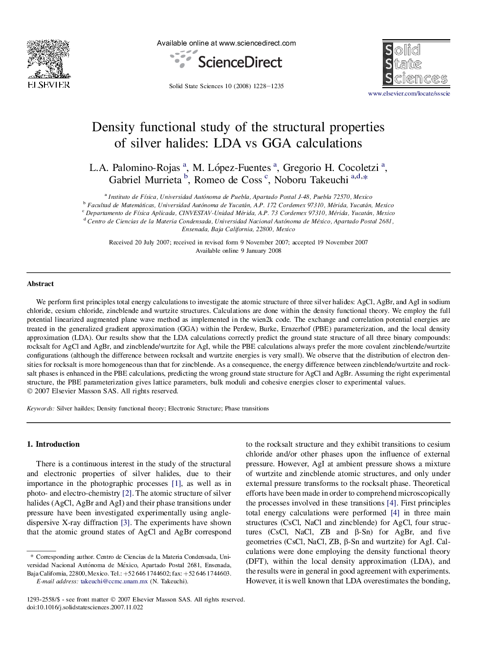 عکس صفحه اول مقاله: Density functional study of the structural properties of silver halides: LDA vs GGA calculations Density functional study of the structural properties of silver halides: LDA vs GGA calculations