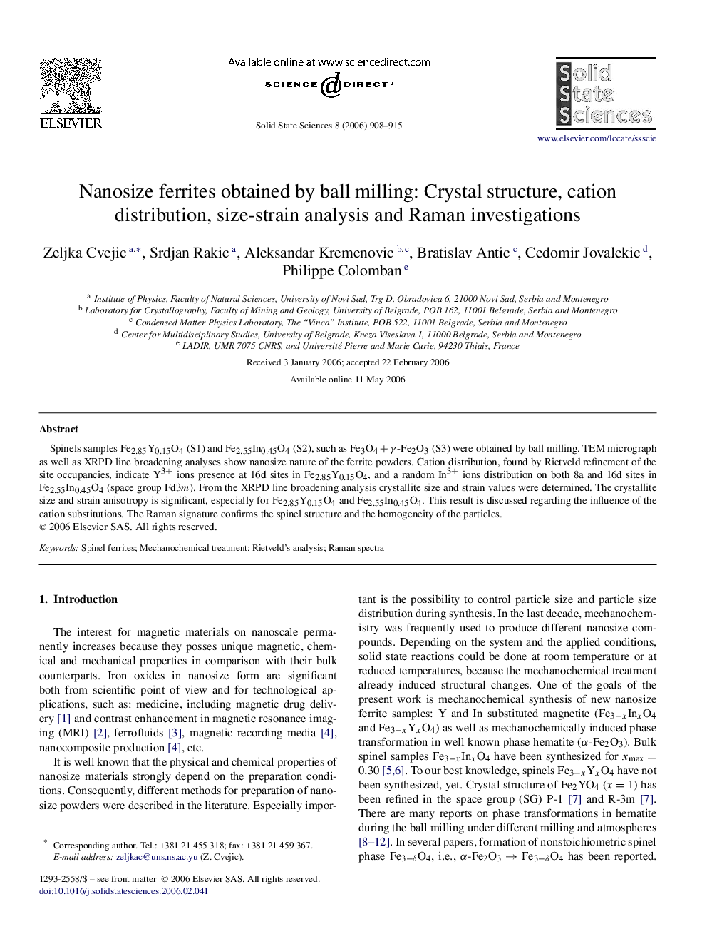 Nanosize ferrites obtained by ball milling: Crystal structure, cation distribution, size-strain analysis and Raman investigations