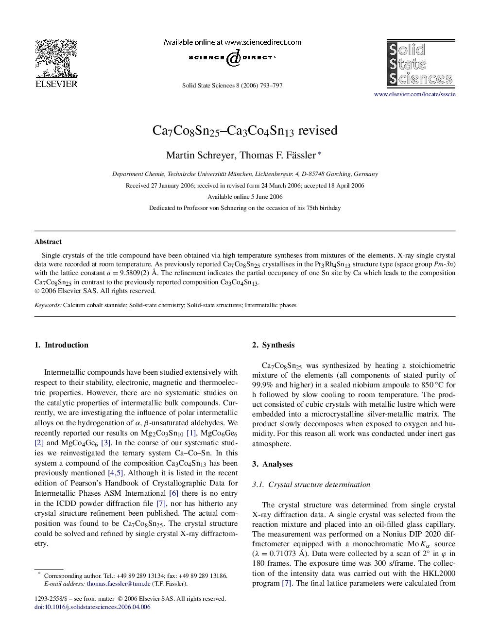 Ca7Co8Sn25Ca3Co4Sn13 revised