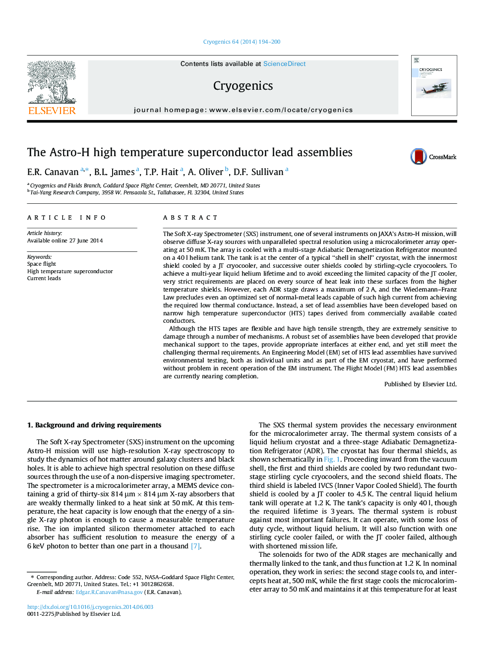 The Astro-H high temperature superconductor lead assemblies