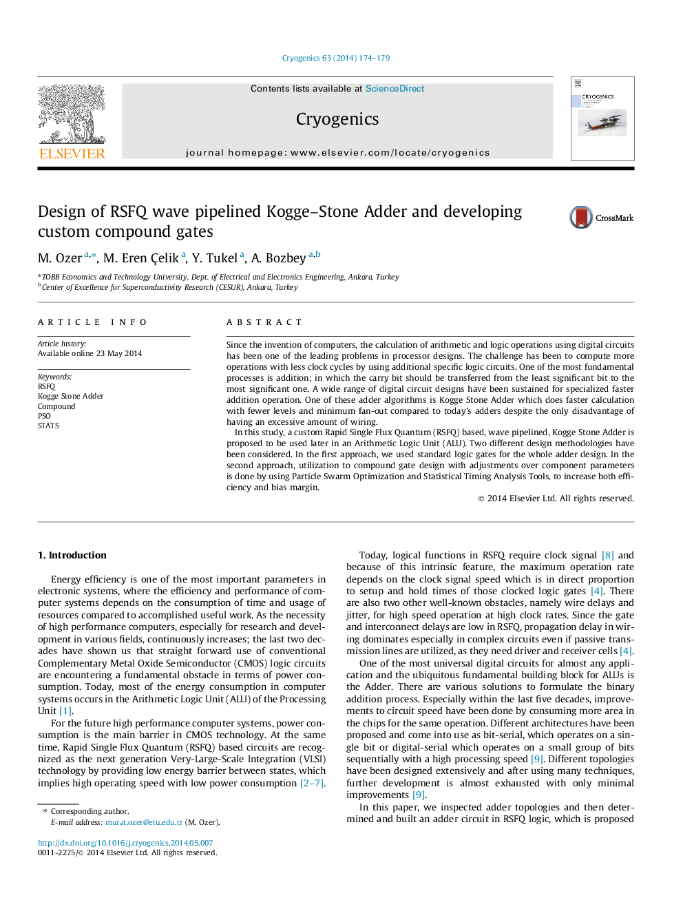 Design of RSFQ wave pipelined Kogge–Stone Adder and developing custom compound gates