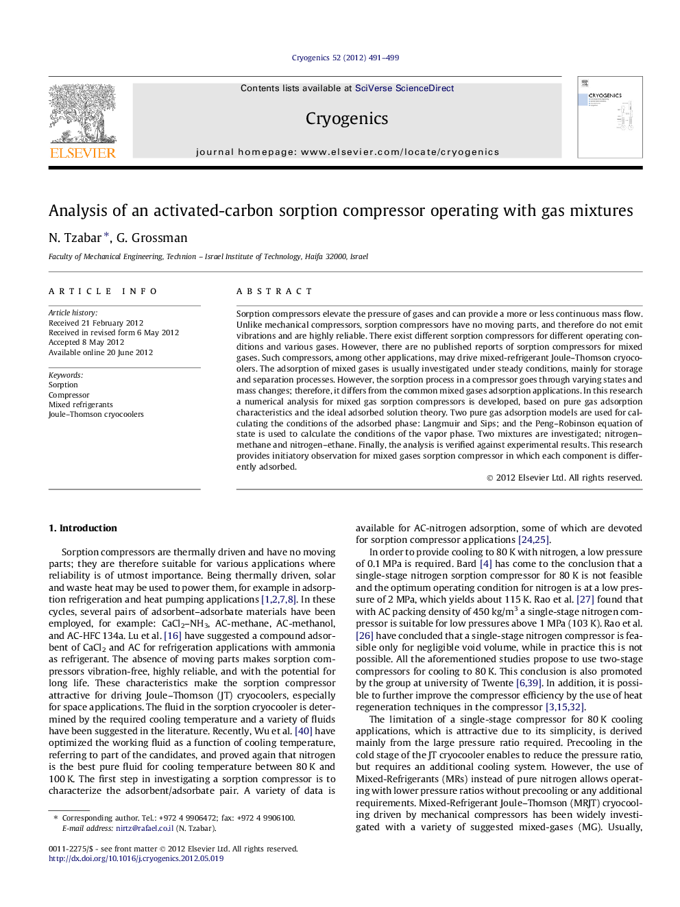 Analysis of an activated-carbon sorption compressor operating with gas mixtures