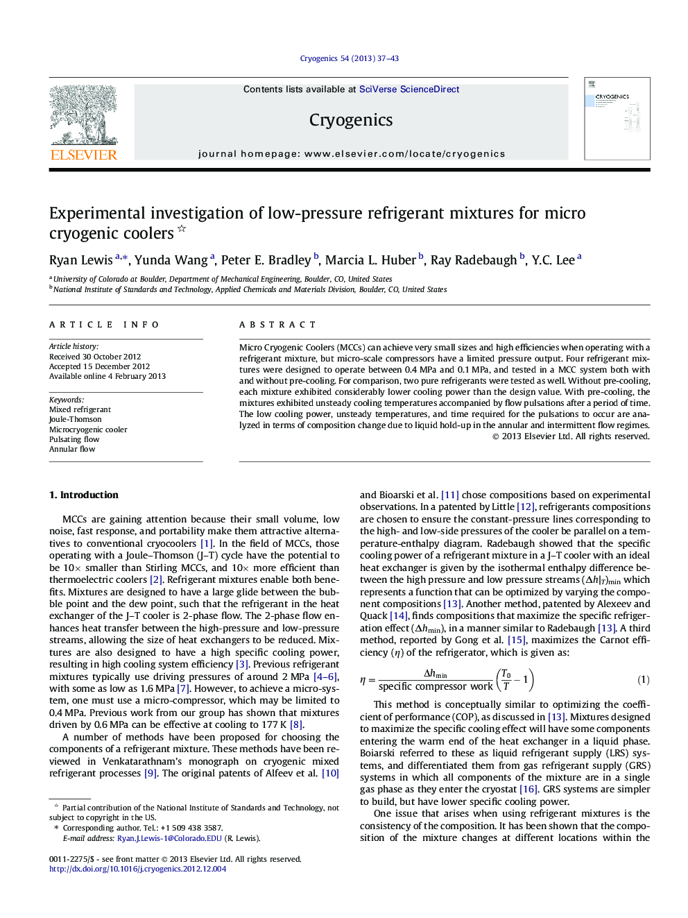 Experimental investigation of low-pressure refrigerant mixtures for micro cryogenic coolers 