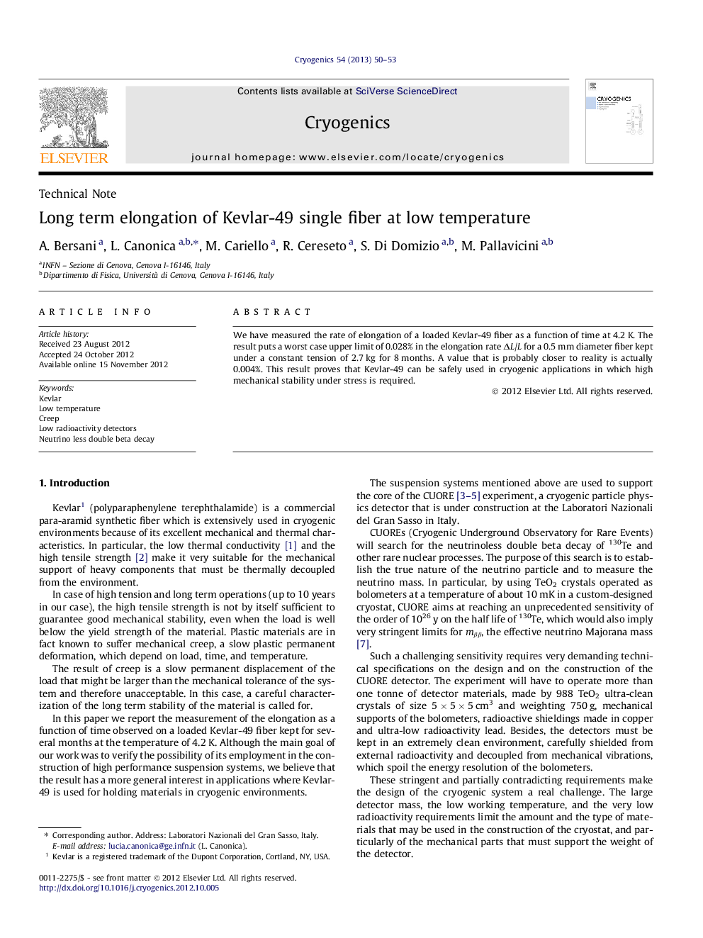 Long term elongation of Kevlar-49 single fiber at low temperature