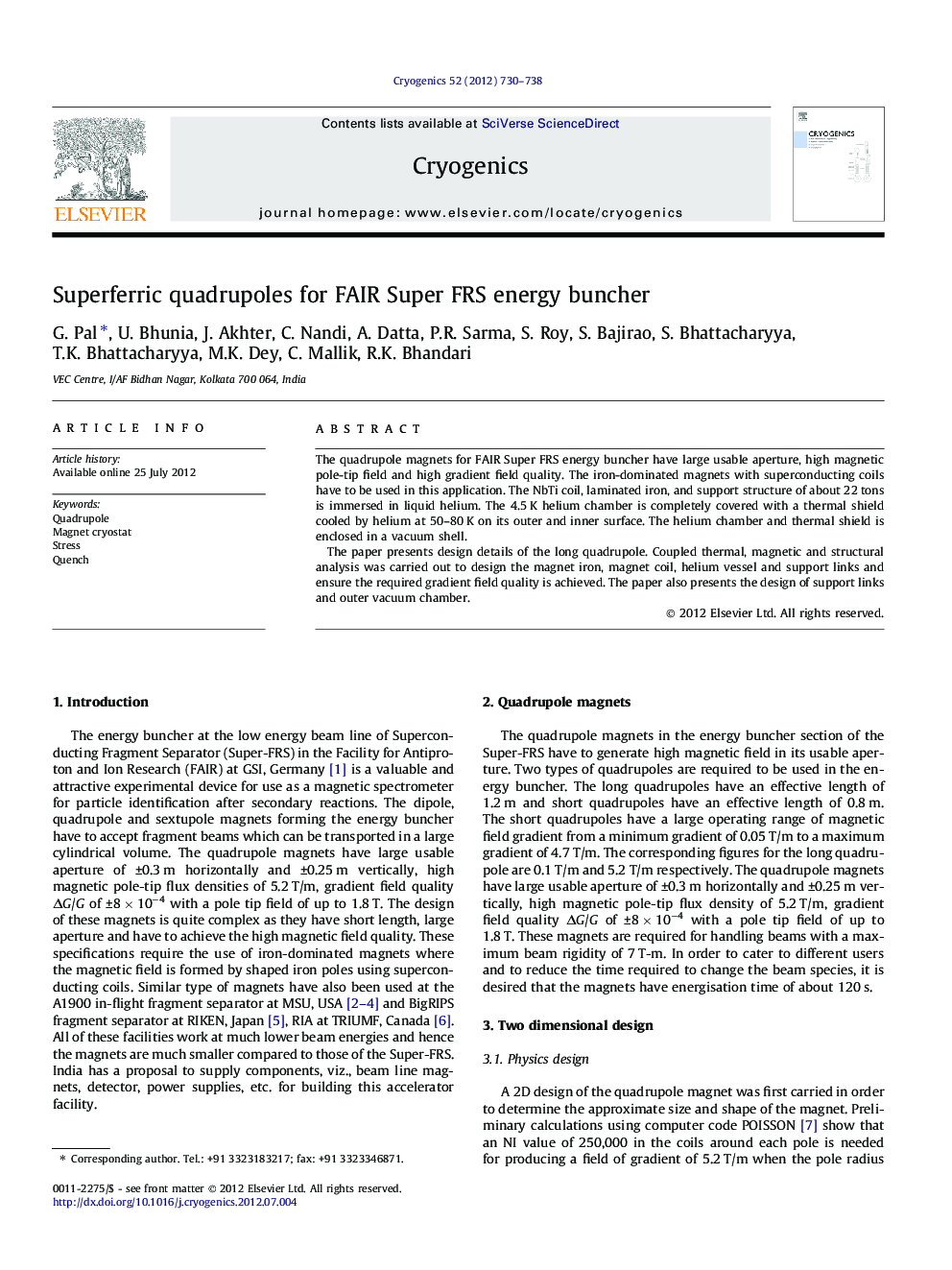 Superferric quadrupoles for FAIR Super FRS energy buncher