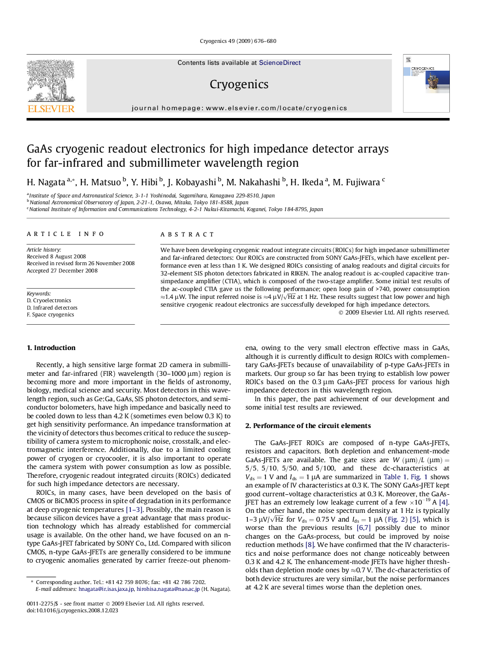 GaAs cryogenic readout electronics for high impedance detector arrays for far-infrared and submillimeter wavelength region