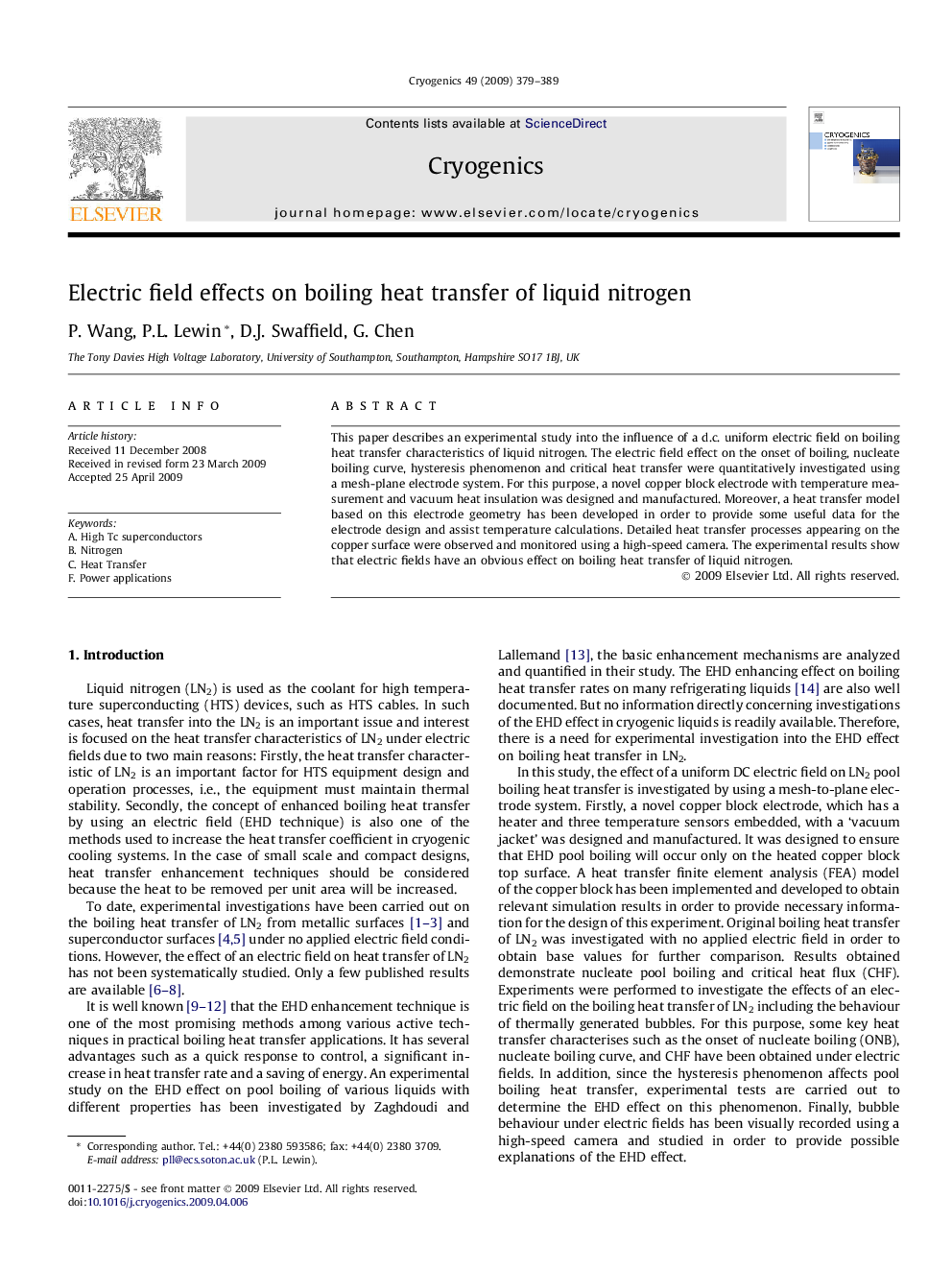 Electric field effects on boiling heat transfer of liquid nitrogen