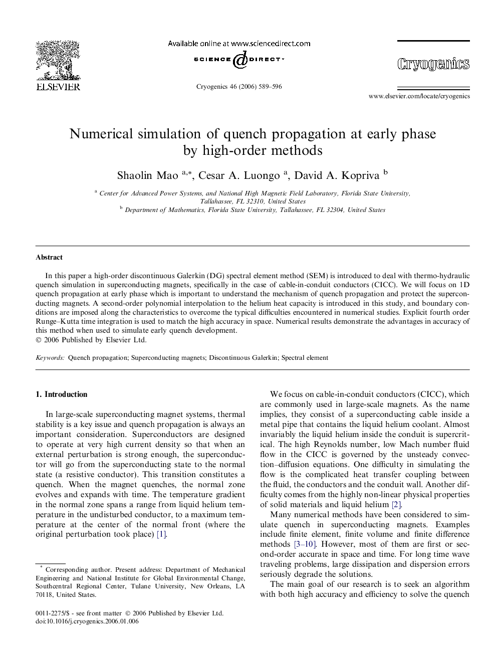 Numerical simulation of quench propagation at early phase by high-order methods