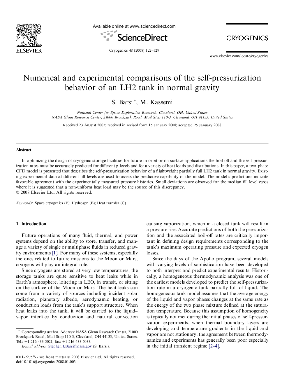 Numerical and experimental comparisons of the self-pressurization behavior of an LH2 tank in normal gravity