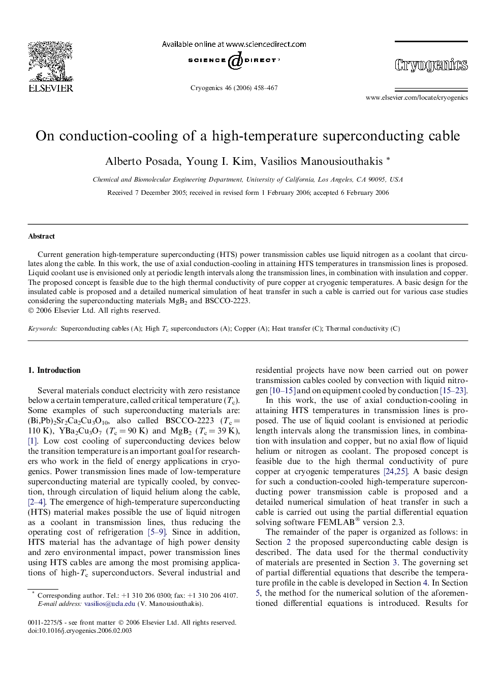 On conduction-cooling of a high-temperature superconducting cable