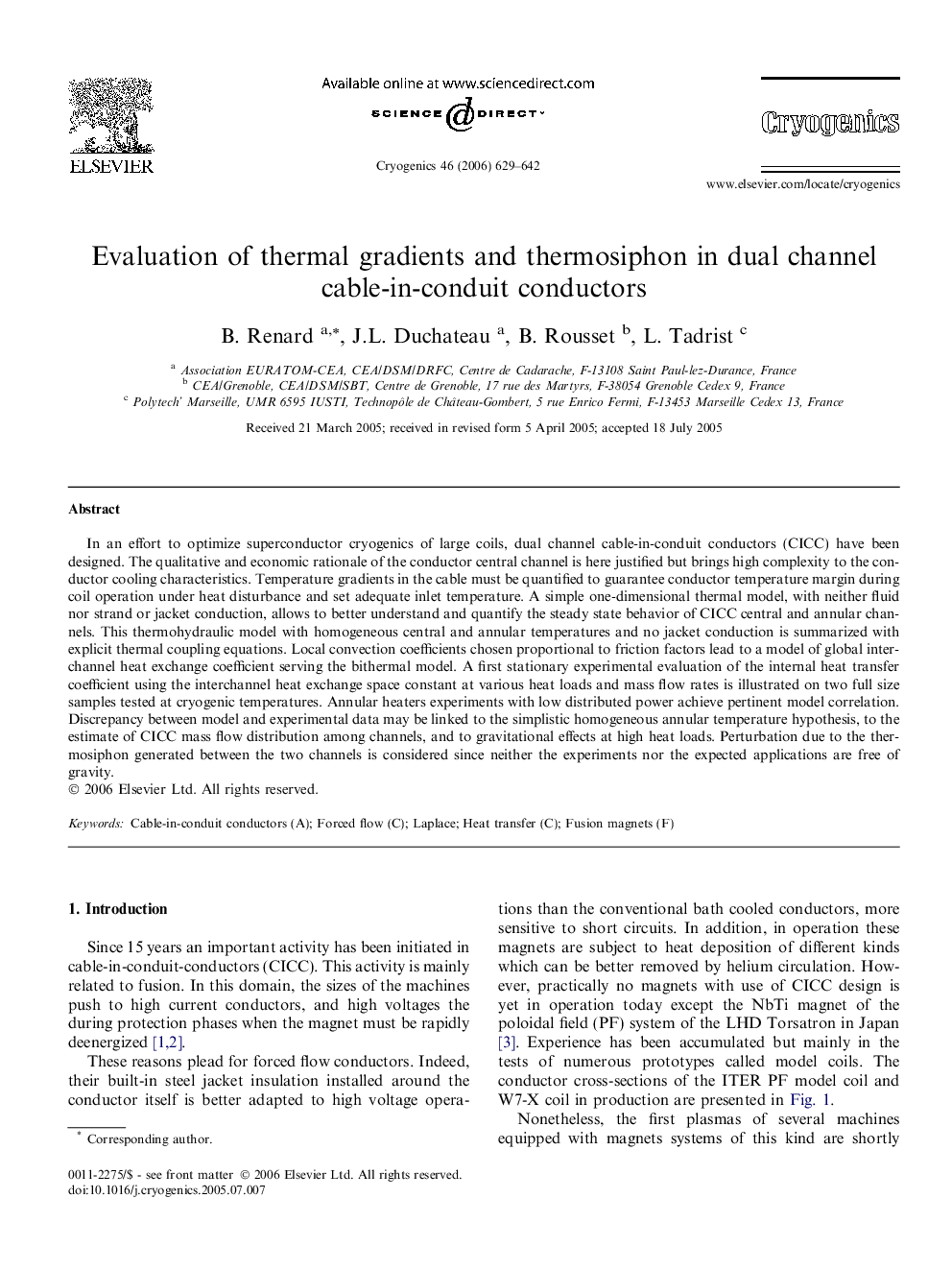 Evaluation of thermal gradients and thermosiphon in dual channel cable-in-conduit conductors