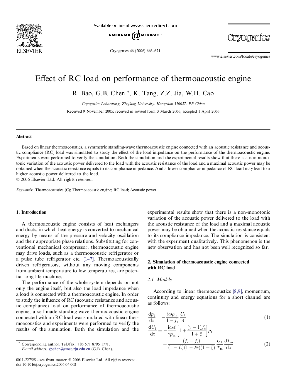 Effect of RC load on performance of thermoacoustic engine