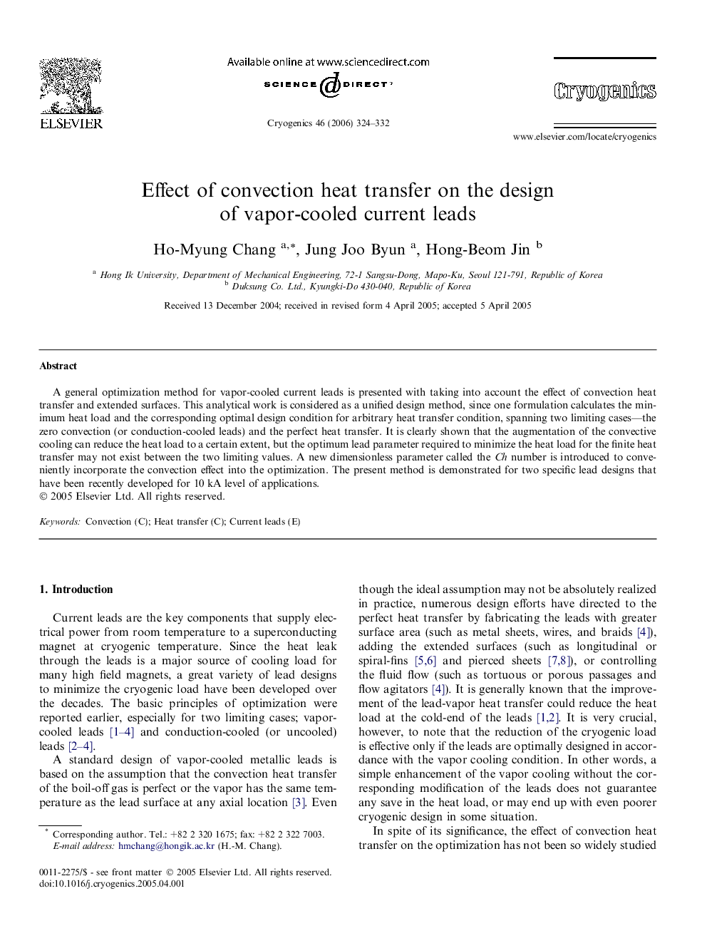 Effect of convection heat transfer on the design of vapor-cooled current leads