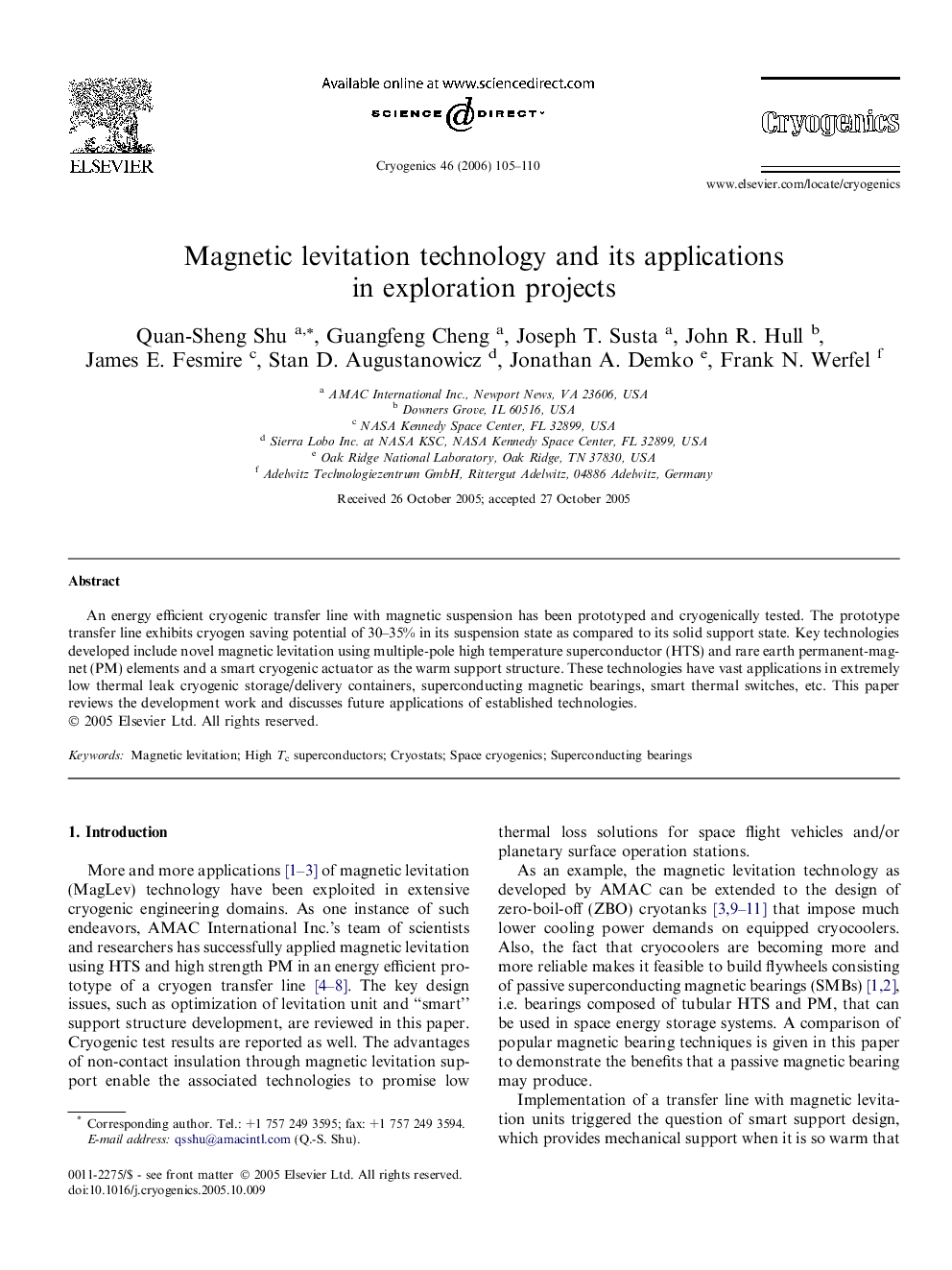 Magnetic levitation technology and its applications in exploration projects