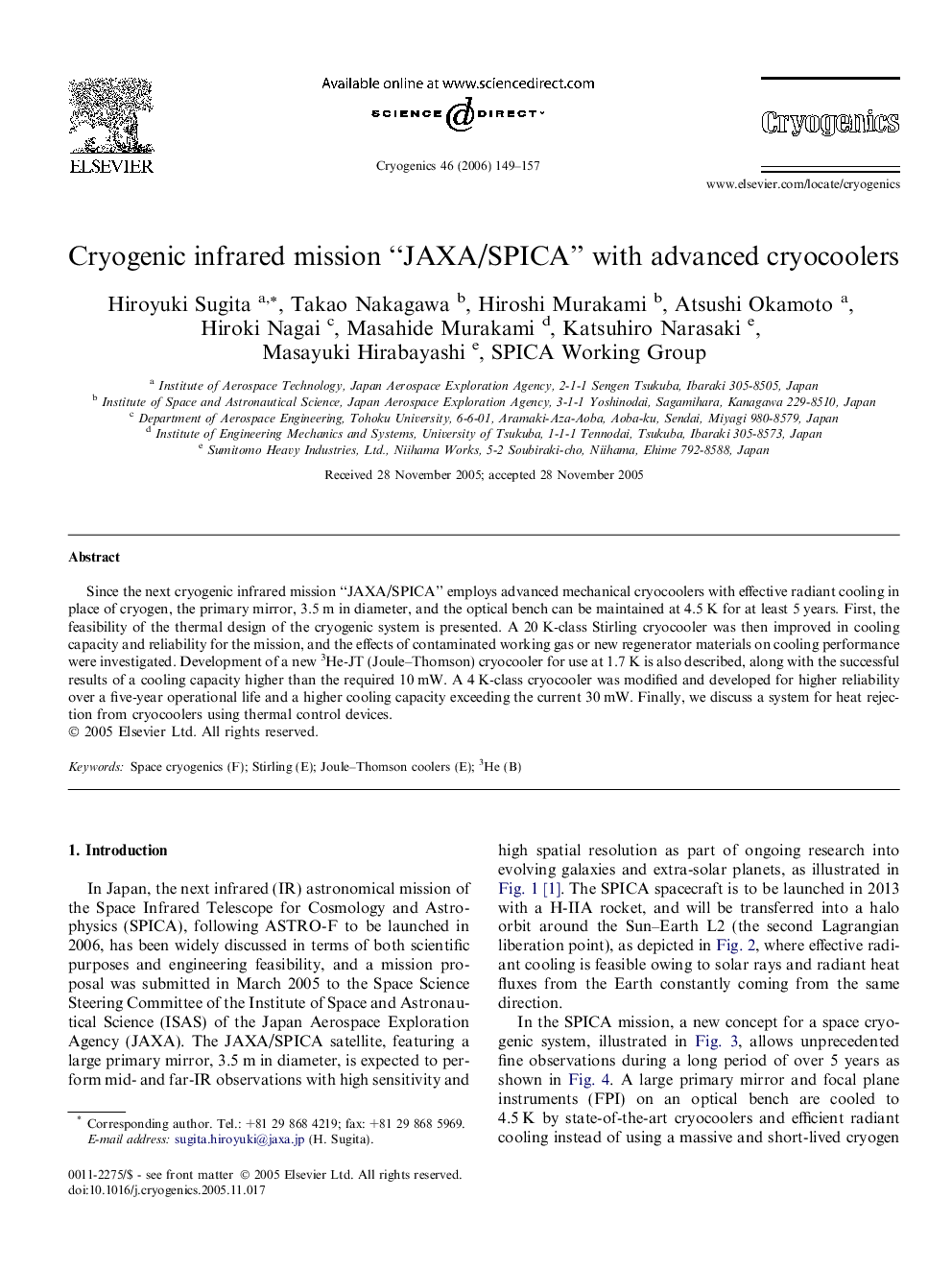 Cryogenic infrared mission “JAXA/SPICA” with advanced cryocoolers