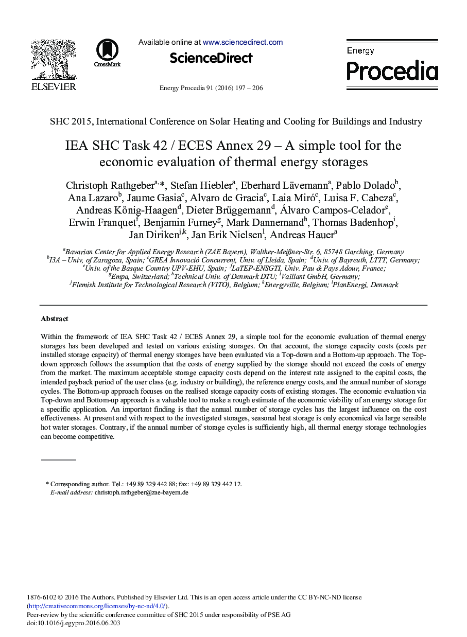 IEA SHC Task 42 / ECES Annex 29 – A Simple Tool for the Economic Evaluation of Thermal Energy Storages 