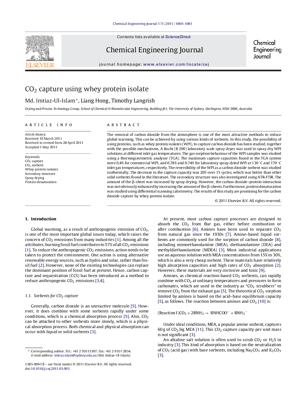 CO2 capture using whey protein isolate