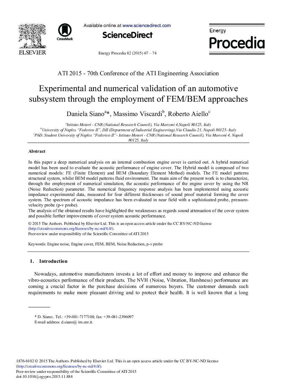 Experimental and Numerical Validation of an Automotive Subsystem through the Employment of FEM/BEM Approaches 