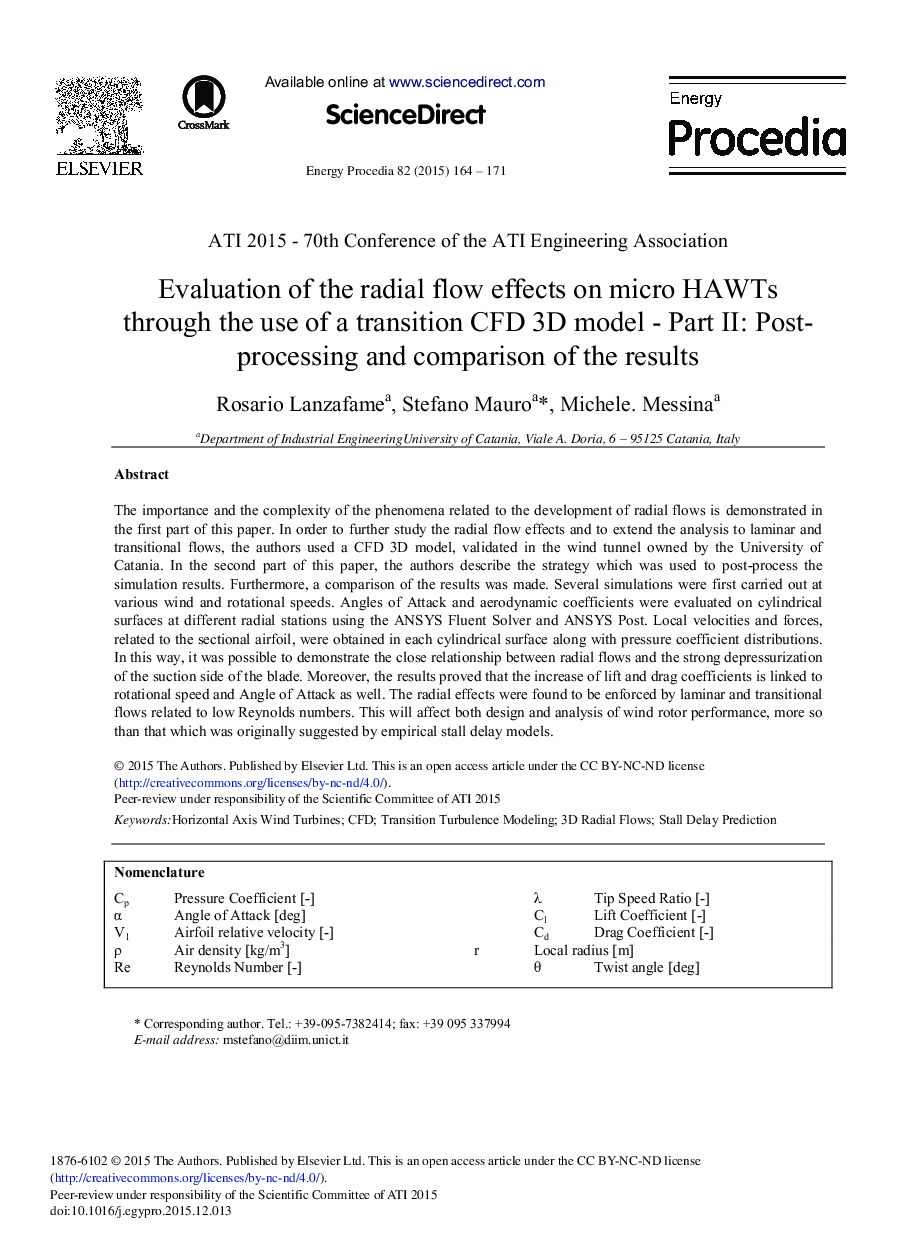 Evaluation of the Radial Flow Effects on Micro HAWTs through the Use of a Transition CFD 3D Model – Part II: Post-processing and Comparison of the Results 