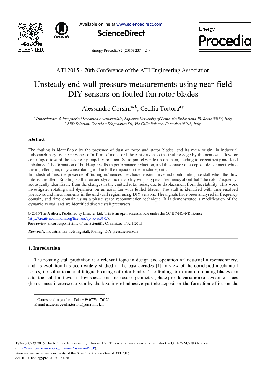 Unsteady End-wall Pressure Measurements Using Near-field DIY Sensors on Fouled Fan Rotor Blades 
