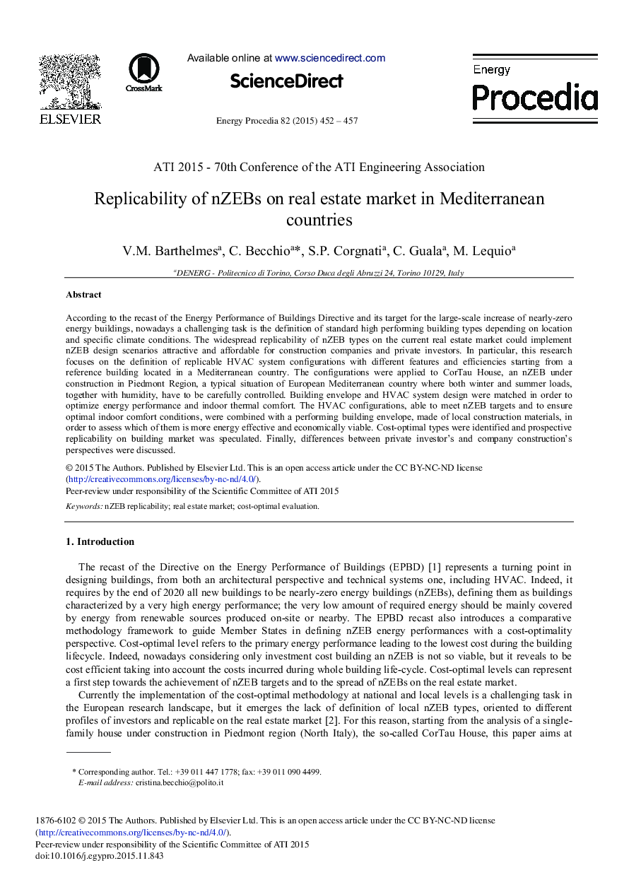 Replicability of nZEBs on Real Estate Market in Mediterranean Countries 