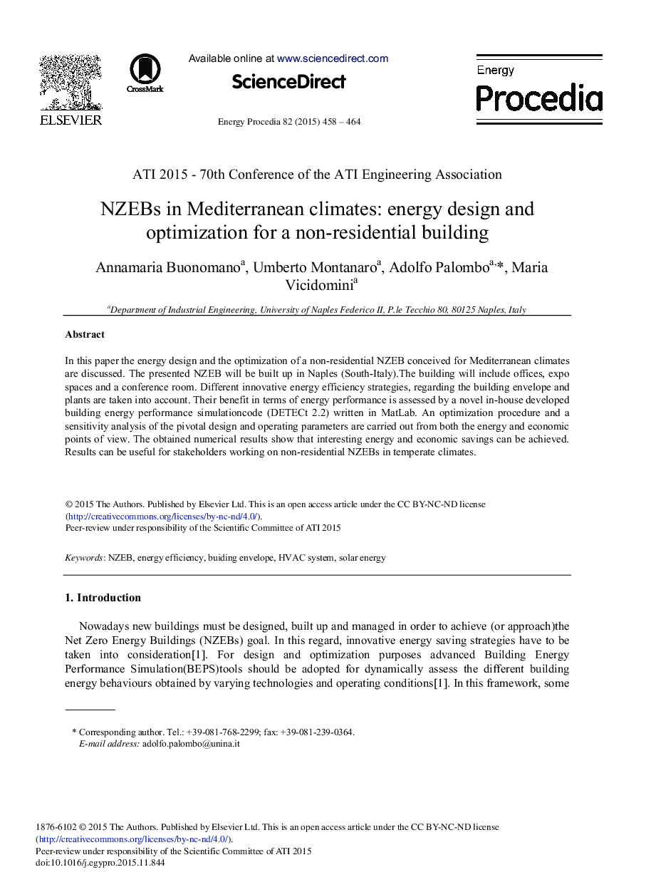 NZEBs in Mediterranean Climates: Energy Design and Optimization for a Non-residential Building 
