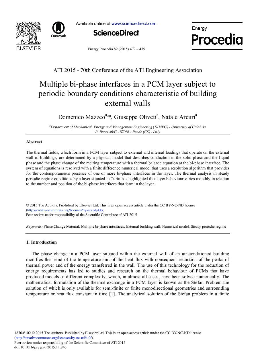 Multiple Bi-phase Interfaces in a PCM Layer Subject to Periodic Boundary Conditions Characteristic of Building External Walls 