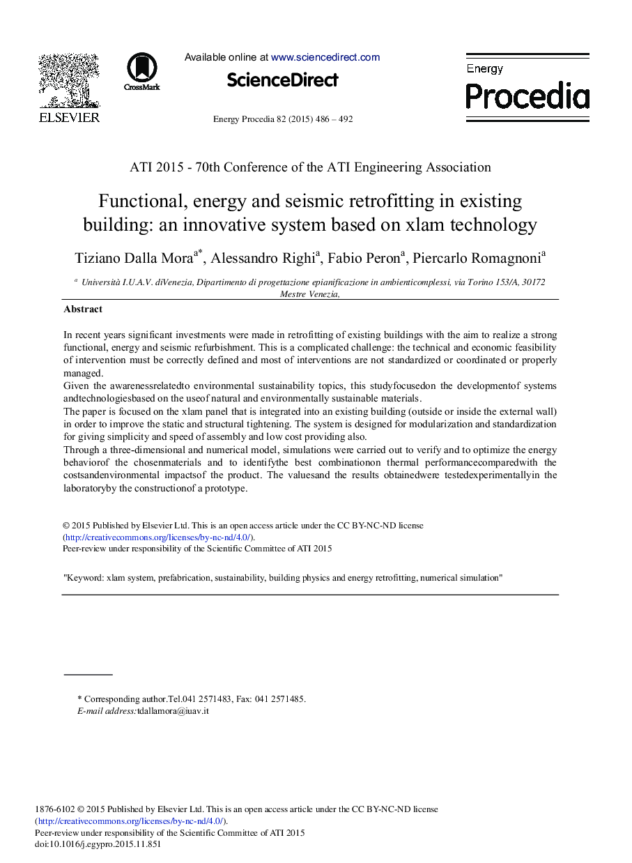 Functional, Energy and Seismic Retrofitting in Existing Building: An Innovative System Based on xlam Technology 