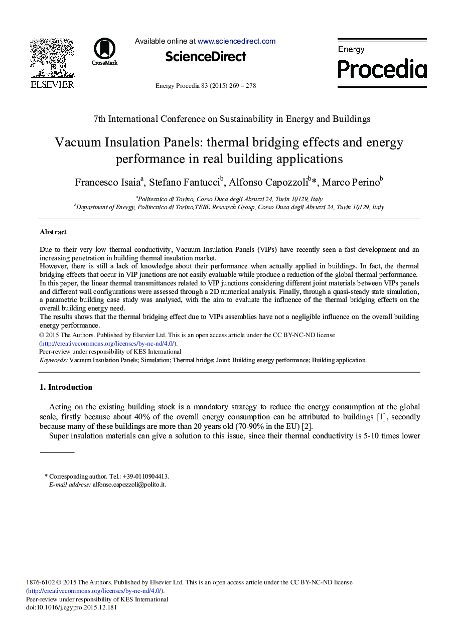 Vacuum Insulation Panels: Thermal Bridging Effects and Energy Performance in Real Building Applications 