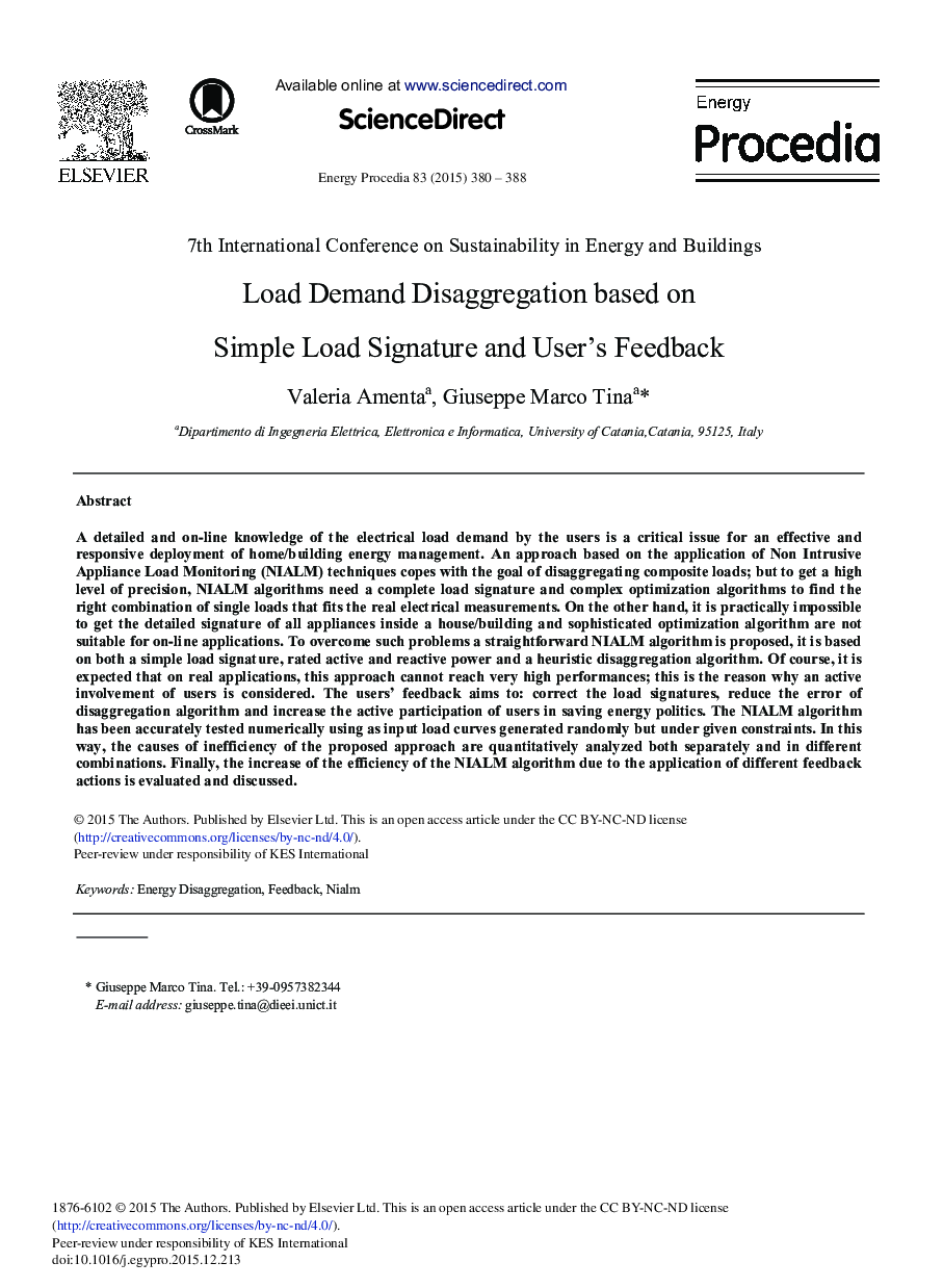 Load Demand Disaggregation Based on Simple Load Signature and User's Feedback 