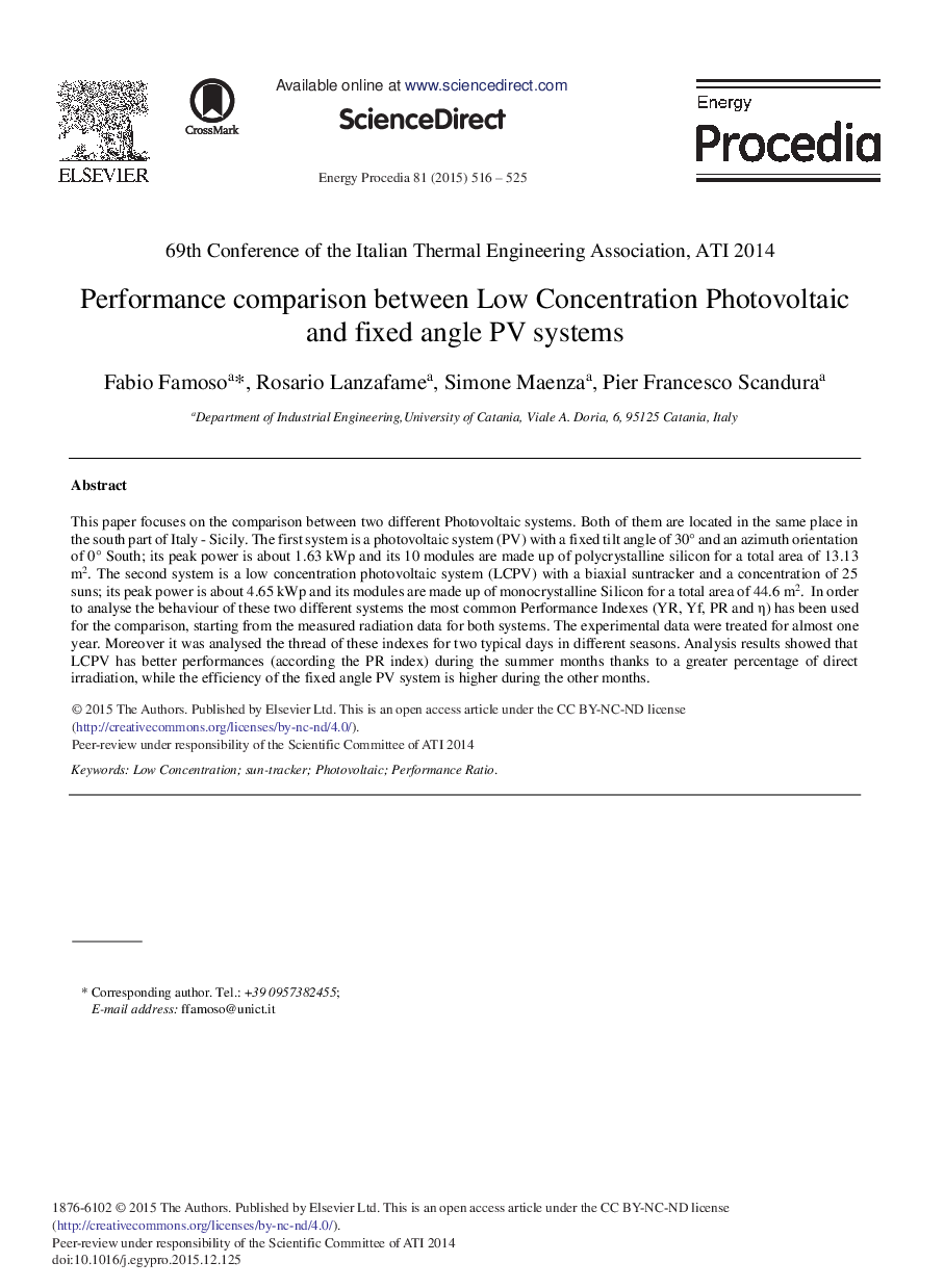 Performance Comparison between Low Concentration Photovoltaic and Fixed Angle PV Systems 